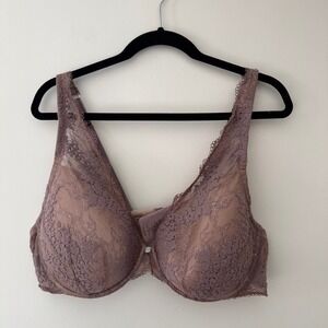 Third Love Lace Balconette Bra Mauve Pink‎ Full Coverage Underwire Size 44C